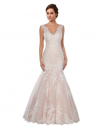 Shop Classic Fit and Flare V-Neck Mermaid Lace Wedding Dress Sydney