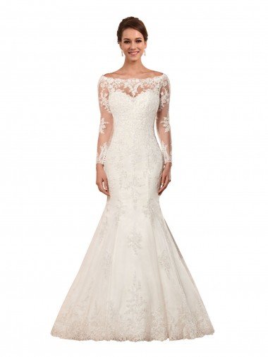 Shop Long Sleeves Mermaid Lace Wedding Dress with Illusion Back Sydney