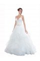 Spaghetti Straps Ball Gown Beach Wedding Dress with Lace Bodice