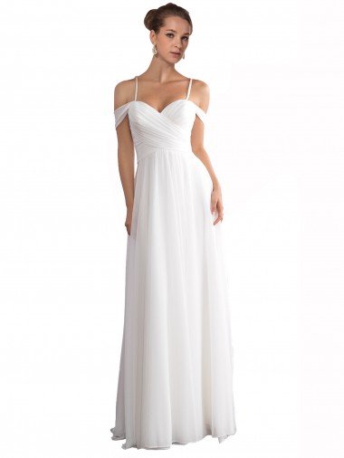 Shop Off the Shoulder A-Line Ruched Chiffon Beach Wedding Dress Sydney