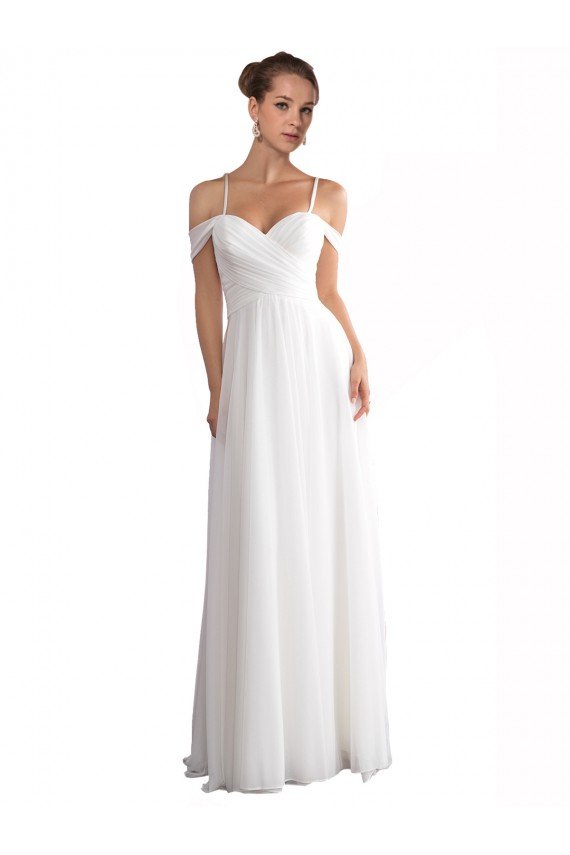 Off the Shoulder A-Line Ruched Chiffon Beach Wedding Dress