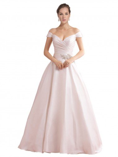 Shop Off the Shoulder Sweetheart Ball Gown Satin Wedding Dress Sydney