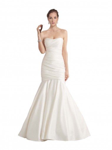 Shop Strapless Mermaid Ruched Satin Beach Wedding Dress with Low Back Sydney