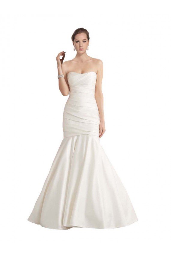 Strapless Mermaid Ruched Satin Beach Wedding Dress with Low Back