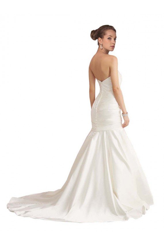 Strapless Mermaid Ruched Satin Beach Wedding Dress with Low Back