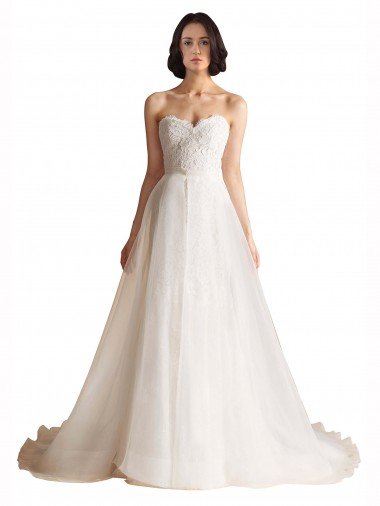 Shop Strapless Sweetheart Lace Bodice A-Line Organza Wedding Dress Sydney