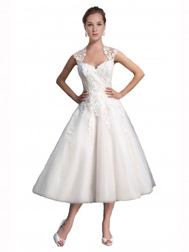 Shop A-Line Short Tea Length Sweetheart Tulle Lace Beach Wedding Dress Sydney