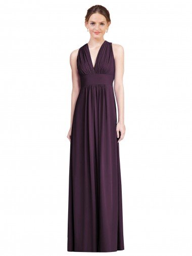 Shop Long Chiffon V-Neck Bridesmaid Dress with Shirred Bodice Sydney