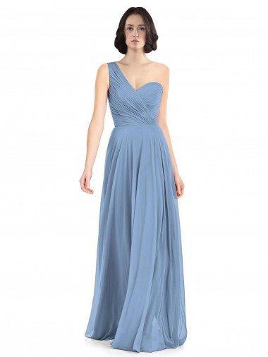 Shop One Shoulder Long Chiffon Bridesmaid Dress with Sweetheart Bodice Sydney