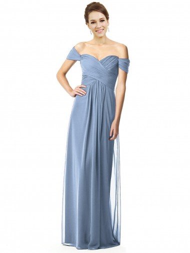 Shop Off the Shoulder Chiffon Bridesmaid Dress with Draped Bodice Sydney