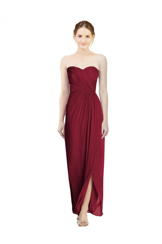 Strapless Sweetheart Long Chiffon Bridesmaid Dress