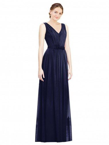 Shop Full-Length V-Neck Lux Chiffon Bridesmaid Dress with V-Back Sydney