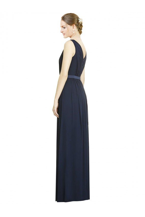 Full-Length V-Neck Lux Chiffon Bridesmaid Dress with V-Back