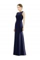 Lace Bodice Open Back Trumpet Chiffon Bridesmaid Dress with Bow Belt