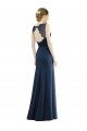 Lace Bodice Open Back Trumpet Chiffon Bridesmaid Dress with Bow Belt