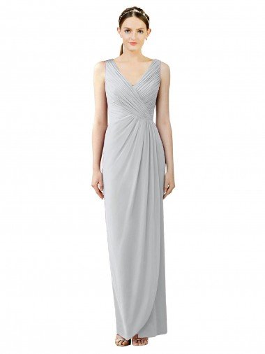 Shop Draped Sleeveless Long Chiffon V-Neck Bridesmaid Dress Sydney