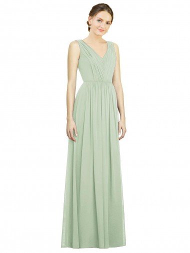 Shop Natural Waist V-Neck Draped Chiffon Bridesmaid Dress Sydney