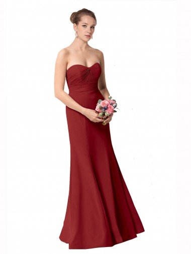 Shop Full Length Sweetheart Chiffon Bridesmaid Dress with Ruched Bodice Sydney