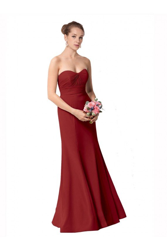 Full Length Sweetheart Chiffon Bridesmaid Dress with Ruched Bodice