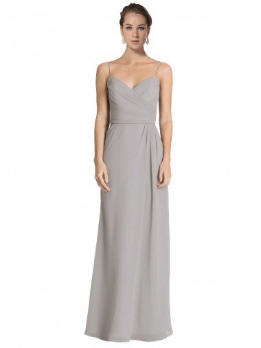 Shop Long Chiffon A-Line Bridesmaid Dress with Criss-Cross Draped Bodice Sydney