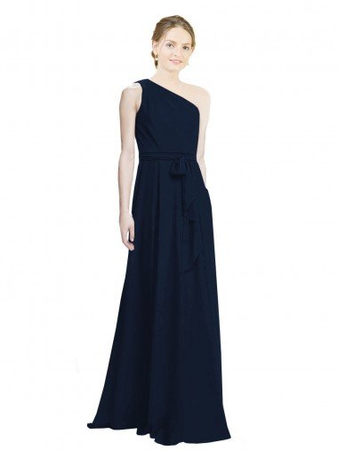 Shop Long Chiffon Bridesmaid Dress with One Shoulder Neckline And Belt Sydney