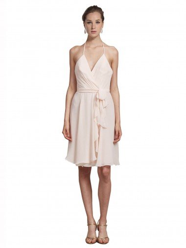 Shop Short Knee Length Wrap Chiffon Halter Bridesmaids Dress Sydney