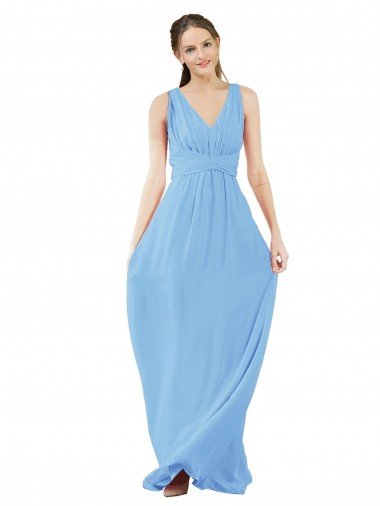 Shop Long V-Neckline Chiffon Bridesmaid Dress with Twisted Waist Sydney