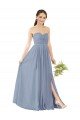 Deep Sweetheart Neckline Open Back Long Chiffon Bridesmaid Dress