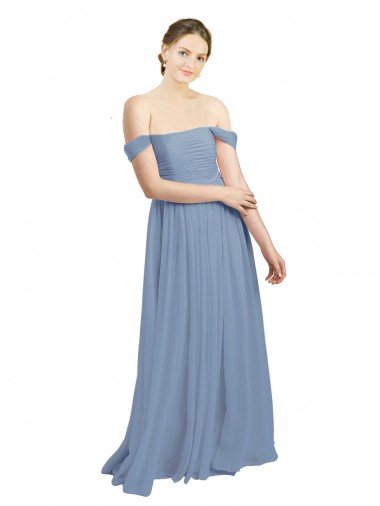 Shop Long Floor Length Chiffon Bridesmaid Dress with Fluttering Off the Shoulder Straps Sydney