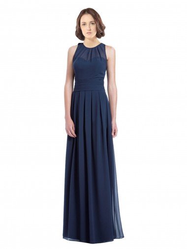 Shop Chiffon High Neck Sleeveless Bridesmaid Dress with Pleats Sydney