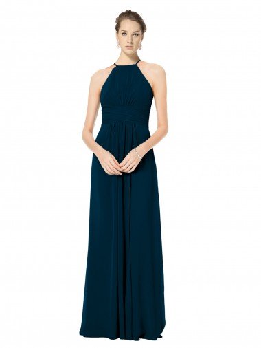 Shop Spaghetti Strap Long Chiffon Halter A-Line Bridesmaid Dress Sydney