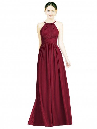 Shop Halter Neck Open Back Draped Chiffon Bridesmaid Dress Sydney