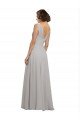 Twist Shouder Full Chiffon Bridesmaids Dress with V-Neckline and V-Back