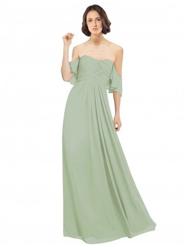 Shop Boho Chic Chiffon Bridesmaids Dress with Off the Shoulder Neckline Sydney