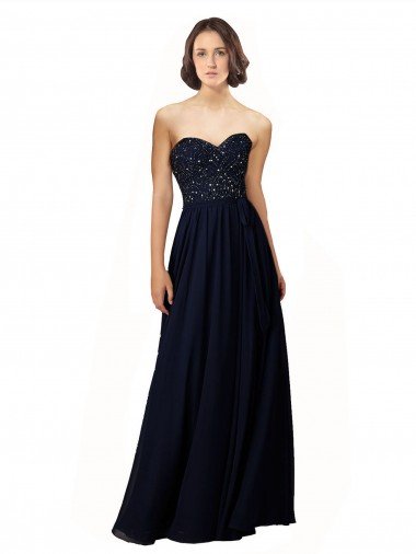 Shop Long Chiffon Sweetheart Neckline Bridesmaid Dress with Beading Sydney