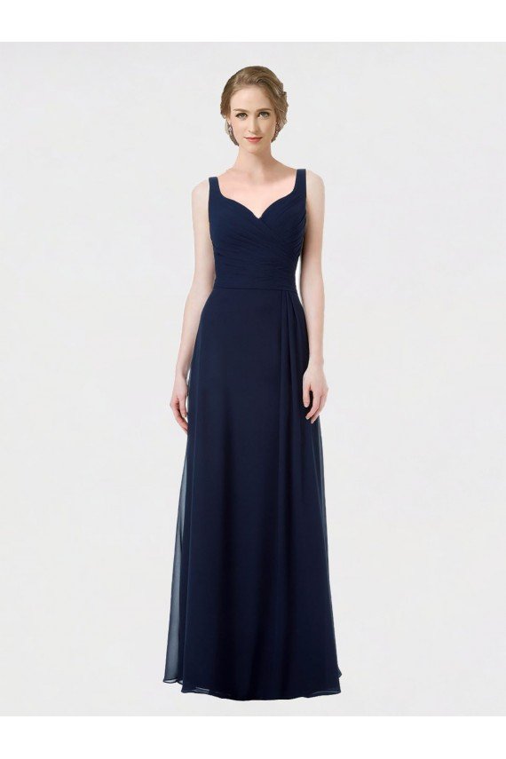 Long Chiffon Bridesmaid Dress with Sweetheart Neckline and Shoulder Straps