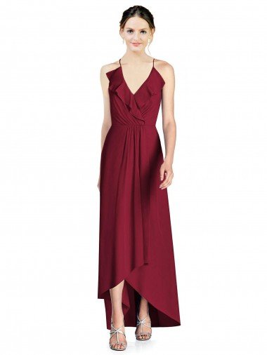 Shop Draped V-Neck High Low Chiffon Bridesmaid Dress Sydney