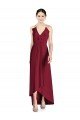 Draped V-Neck High Low Chiffon Bridesmaid Dress