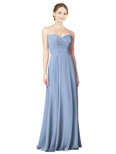 Shop Draped Strapless Sweetheart Full Length Chiffon Bridesmaid Dress Sydney