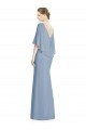 V-Back Trumpet Chiffon Bridesmaid Dress with Draped Cape Overlay