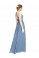 Open Back Long Chiffon Halter Bridesmaid Dress