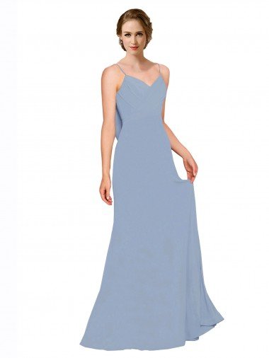 Shop Cowl Back Long Chiffon Slip Bridesmaid Dress with Straps Sydney