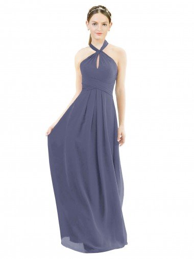 Shop High Halter Neck Chiffon Bridesmaid Dress with Twist-Tie Sydney