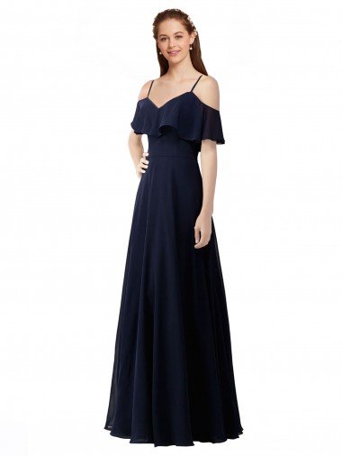 Shop Chiffon Bridesmaids Dress with Off the Shoulder Ruffle Detail Sydney