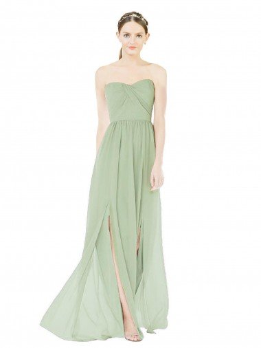 Shop Strapless Draped Bodice Maxi Bridesmaid Dress with Front Slits Sydney