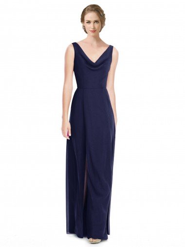 Shop Cowl Neck Deep V-Back Chiffon Bridesmaid Dress with Side Front Slits Sydney