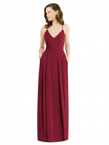 Shop Pleated Skirt Chiffon Maxi Bridesmaid Dress with Pockets Sydney