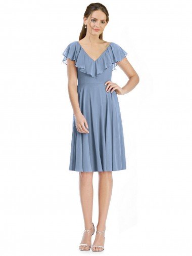 Shop Cocktail Length V-Neck V-Back Short Chiffon Bridesmaid Dress Sydney