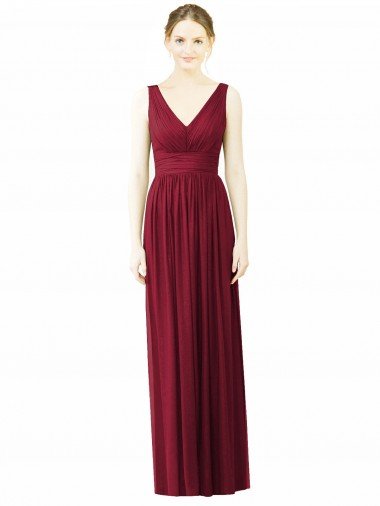 Shop V-Neck Full-Length Sleeveless Low Back Chiffon Bridesmaid Dress Sydney