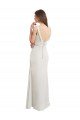 Long Chiffon Bridesmaid Dress with Boat Neckline and Satin Collar